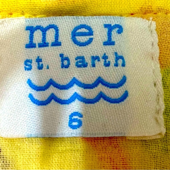 MER ST. BARTH EUC Sz 6 Yellow Kids Cotton Dress with Embroidered Detail - Picture 3 of 4